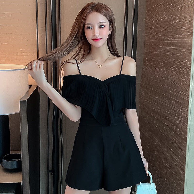 Sling Ruffled One-shoulder  Women's Small Jumpsuit