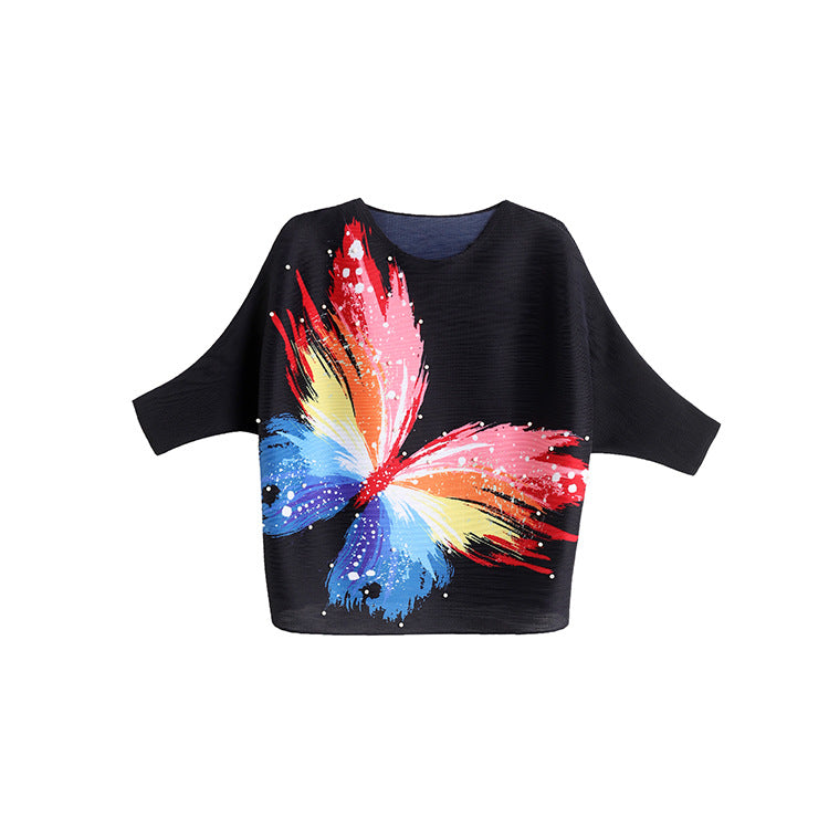 Women's Summer Butterfly Print Top Casual Loose T-Shirt