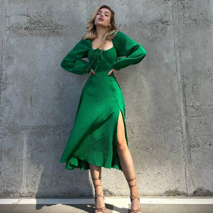 Nuevo vestido sexy con abertura para principios de otoño para mujer