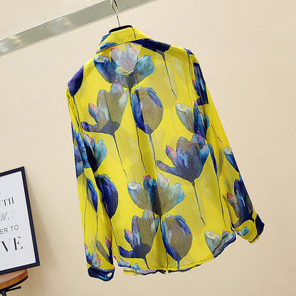 Ladies printed chiffon shirt