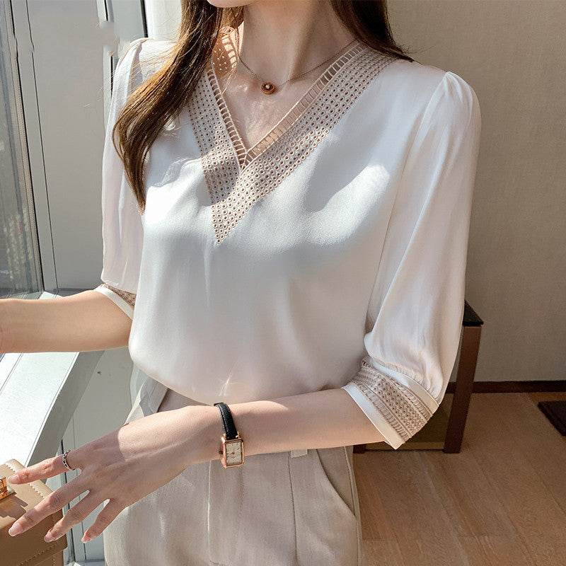 New Trendy Short-sleeved Thin Floral Top