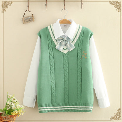 Junior High School Senior College Style Boudoir Suit Casual Vest Shirt Two-piece Set