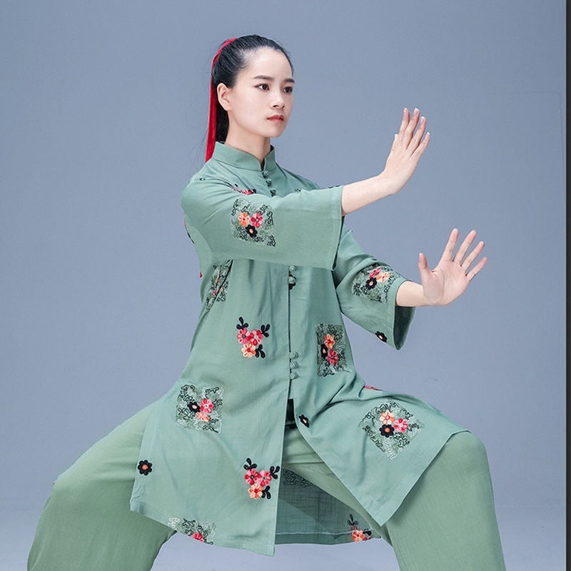 Traje Tai Ji para mujer, traje Tang Retro para práctica de artes marciales chinas, Top