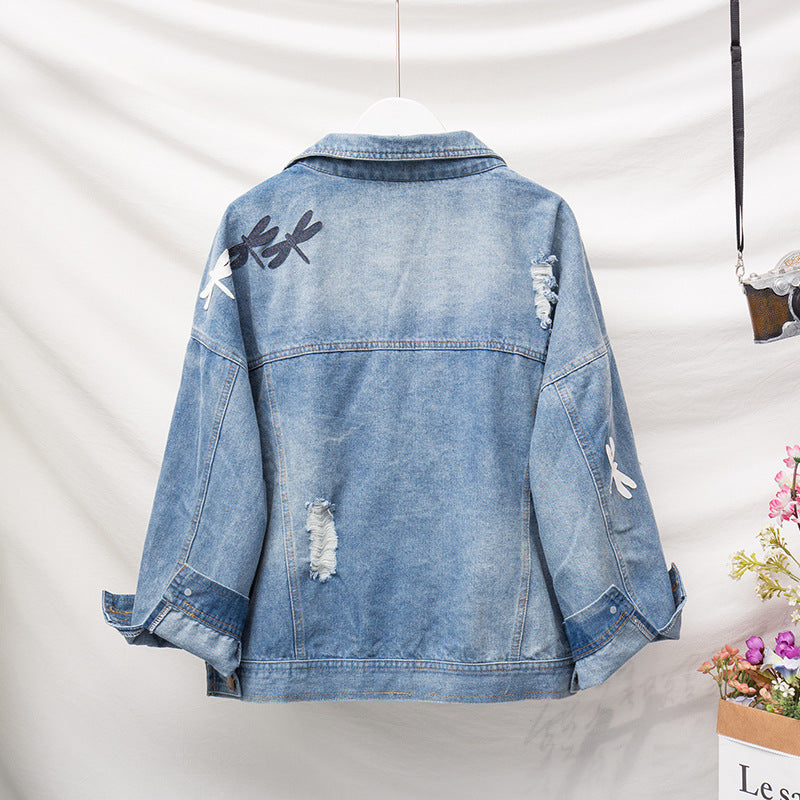 Oversized decal denim jacket