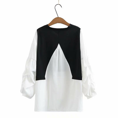 Fake Two Lantern-Sleeved Loose, Long-Sleeved Shirts