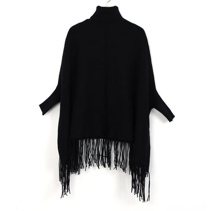 Monochrome Cashmere Shawl Bat Sleeve Coat