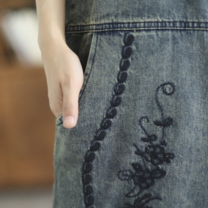 Salopette en denim déchiré nostalgique rétro d'été pour femmes