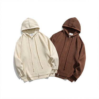 Hooded Zip Cardigan Sweater Loose Women's Knitted Coat