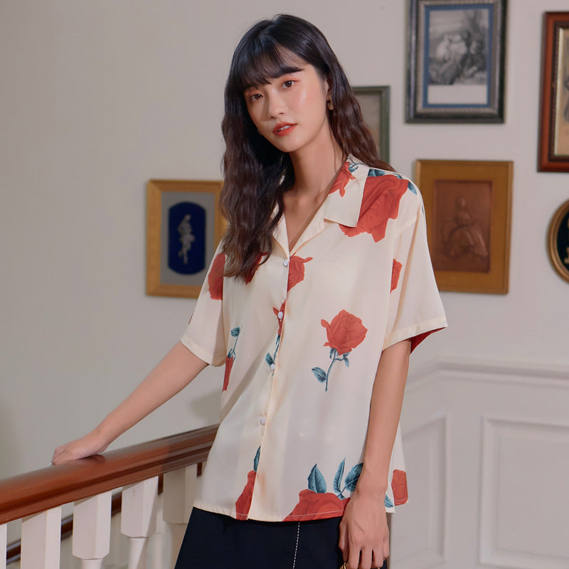 Loose printed personality all-match shirt