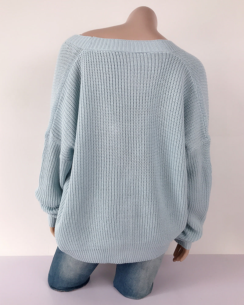 Single-row button cardigan sweater