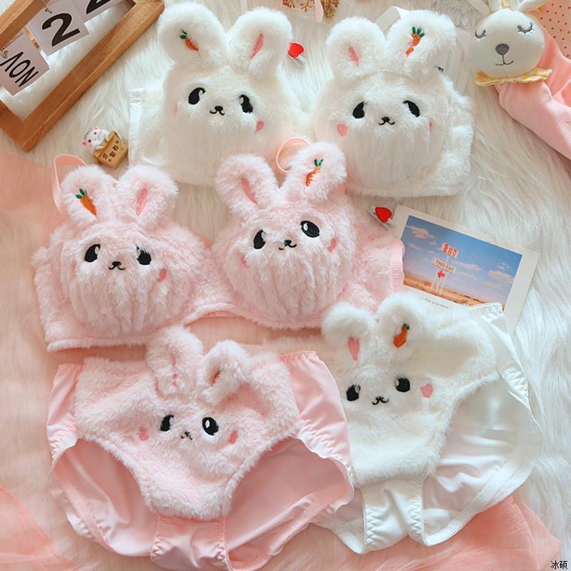 Moon Rabbit Girl Plush Bra Panties Set