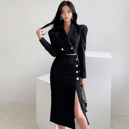 Women's Graceful And Fashionable High Waist Slimming Coat Skirt Suit