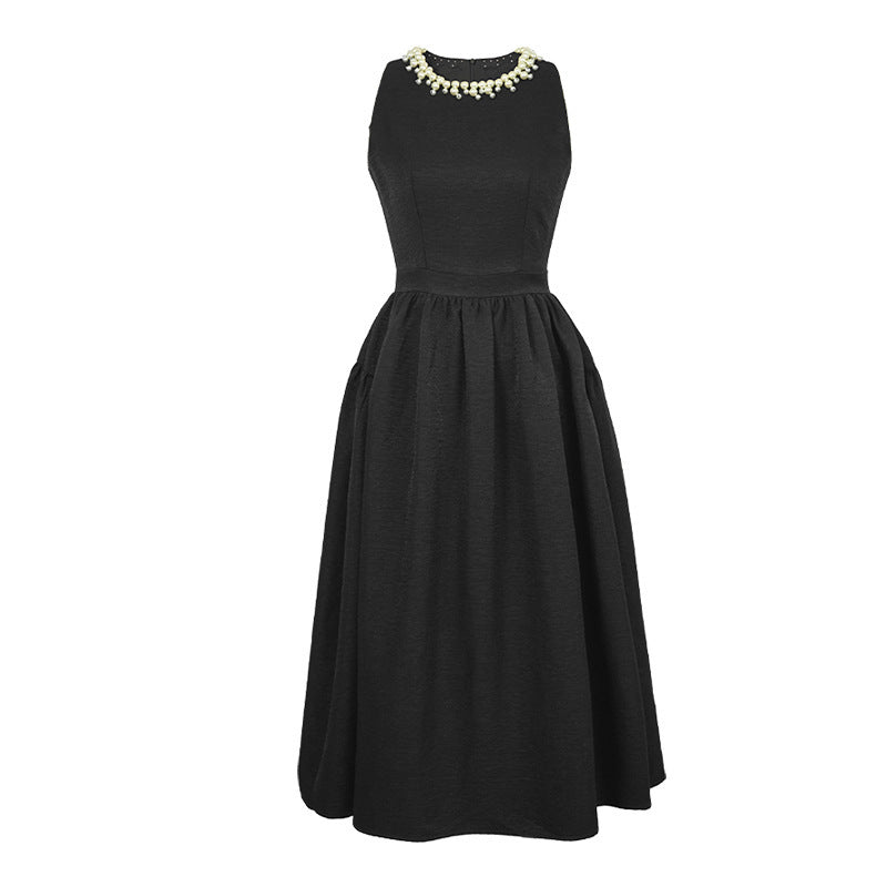 Vestido negro de mujer largo de línea A