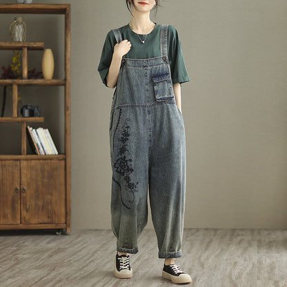 Women's Summer Retro Nostalgic Ripped Denim Overalls