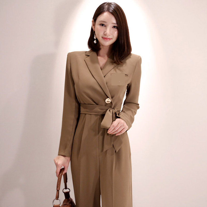 New Ladies Fashion Long-sleeved Women's Temperament Slim Jumpsuit