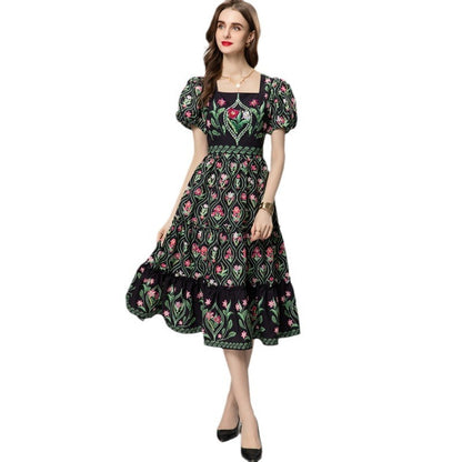 Vestido romántico con estampado vintage para mujer