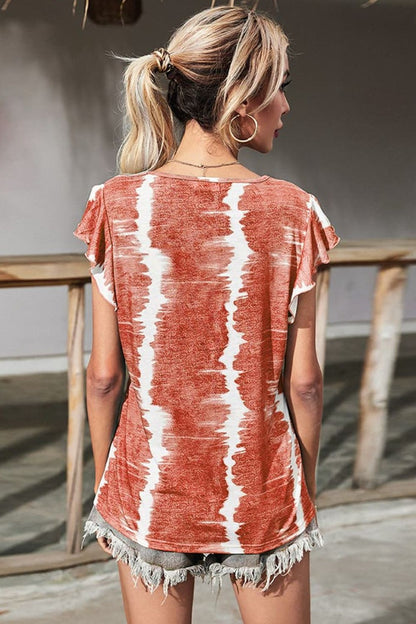 Blusa con mangas acampanadas y botones tie-dye