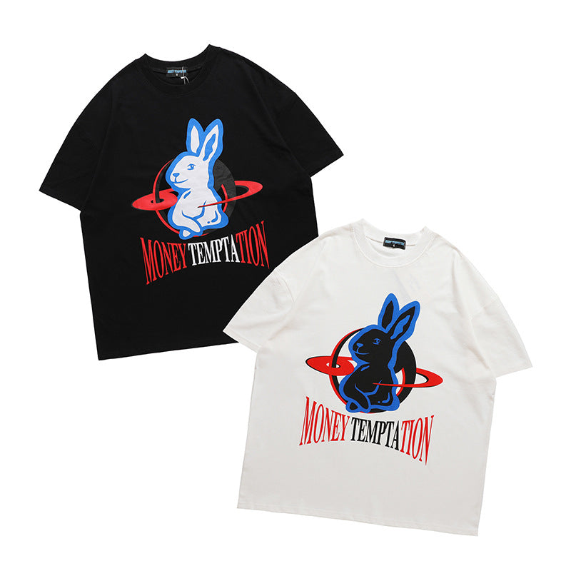 T-shirt d'été à manches courtes imprimé lapin, nouveau