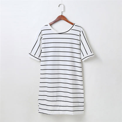 Short Sleeve Striped Dress Summer Family Matching Outfi