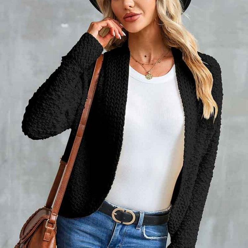 Simple Solid Color Outerwear Knitwear For Women