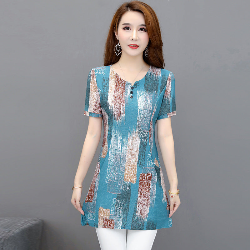 Mid-length T-shirt Plus Size Chiffon Short-sleeved Top