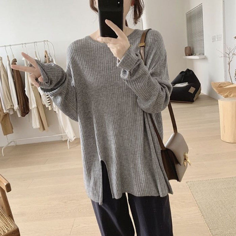 Split Pullover Long Sleeve Cashmere Sweater