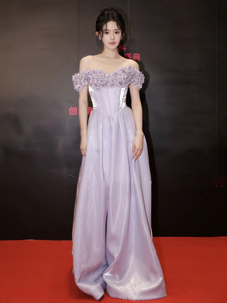 Purple Evening Dress Women's Banquet Graduation Adult Toast Dress