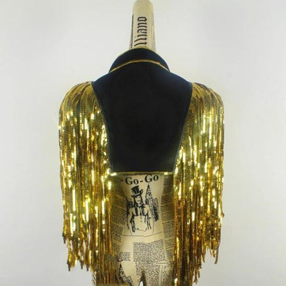 Robe de danse à paillettes et gilet à franges