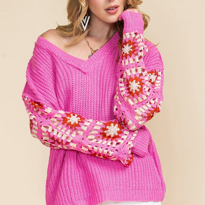 Pull à manches longues pour femmes, pull tricoté au crochet, décontracté, assorti avec tout