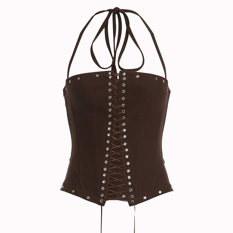 Fashion Halter Strap Binding Vest