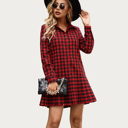 Loose Casual Mid Length Single Breasted Plaid Shirt