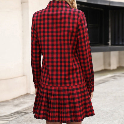 Loose Casual Mid Length Single Breasted Plaid Shirt