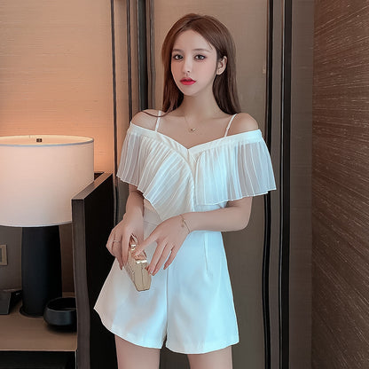 Sling Ruffled One-shoulder  Women's Small Jumpsuit