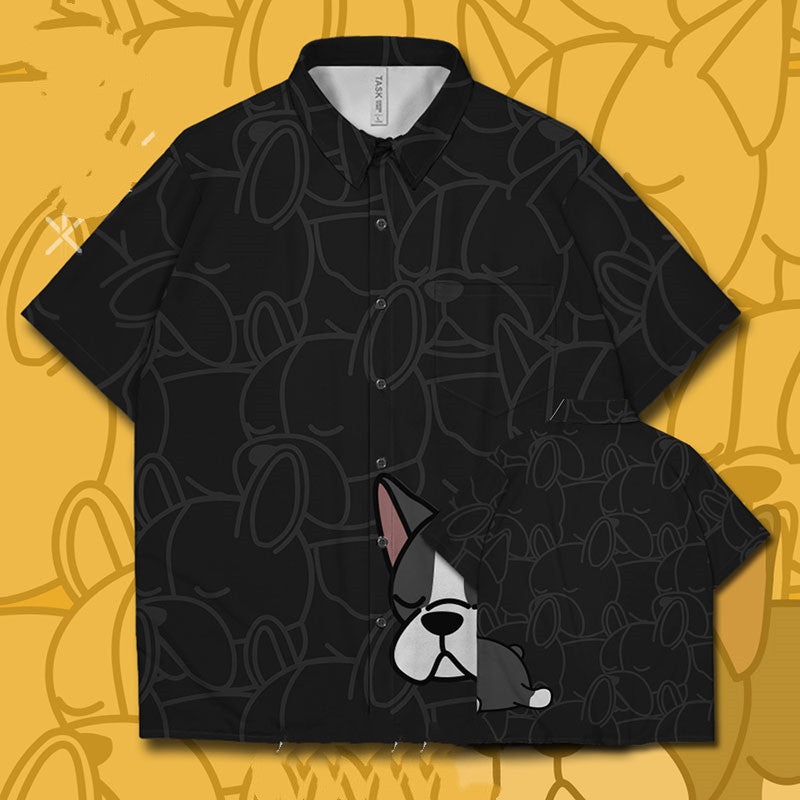 Q Camisa de manga corta con animales de dibujos animados lindo para hombres y mujeres