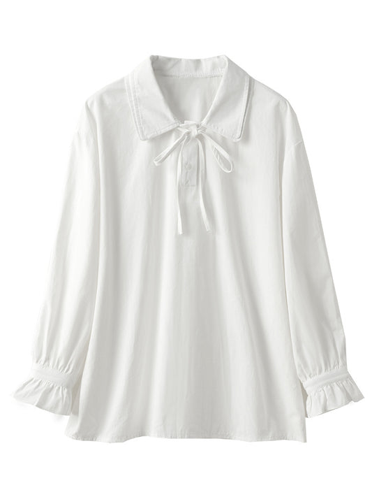 Blouse Douce Et Chic Chemise Littéraire Blanche À Manches Longues Femme