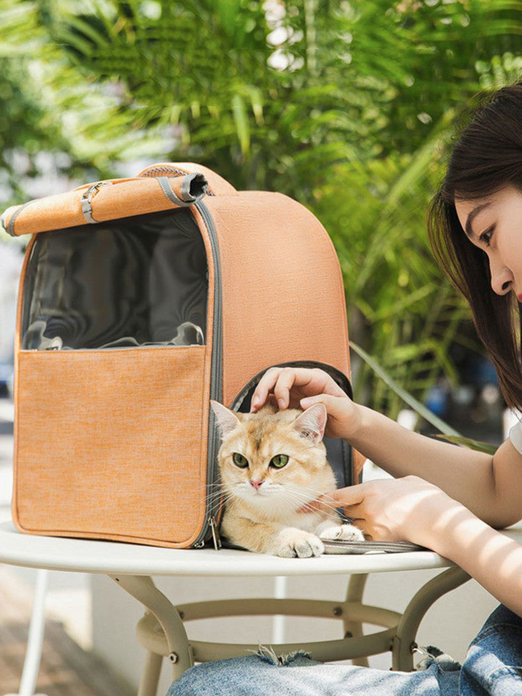 Mochila de lona portátil de gran capacidad para gatos que salen