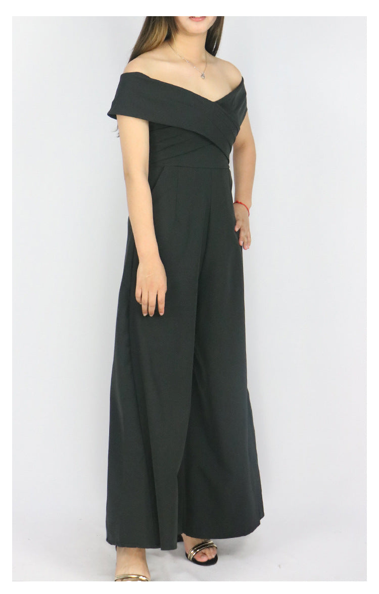 Off Shoulder One Shoulder Dress Pants Jumpsuit