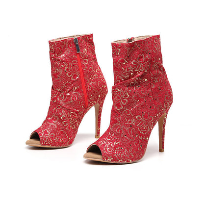 Tacones altos de baile latino de verano Red Hollow