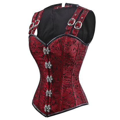 Ladies Gothic Punk Steel Double Button Strap Shaper