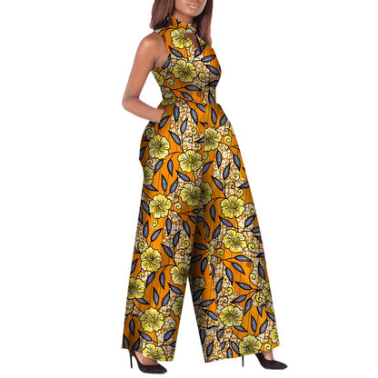 Mono de moda Ankara para mujer africana sin mangas