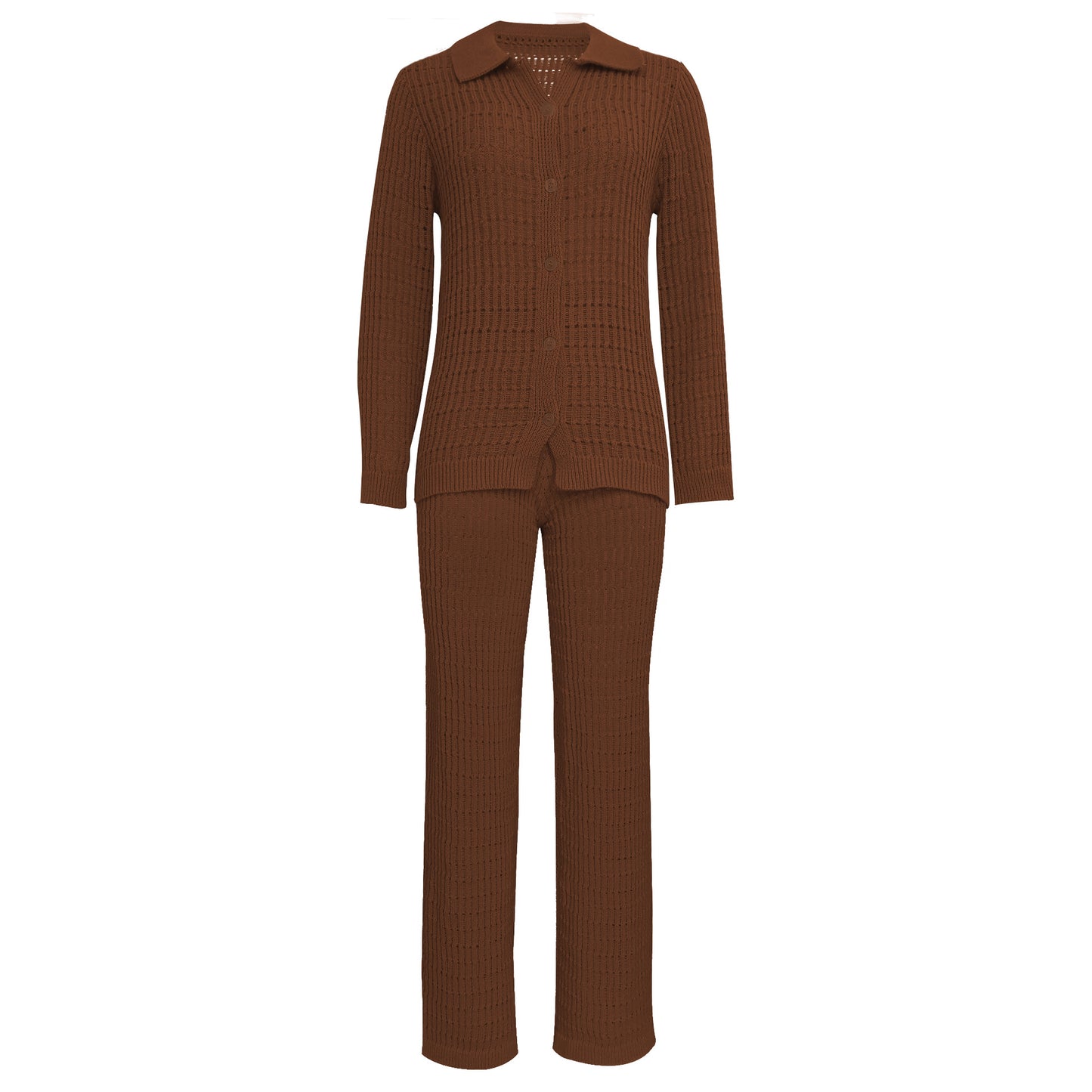 Chemise en tricot de couleur unie, pantalon à jambe droite, costume de mode