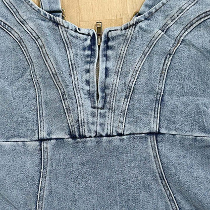 Robe en Denim à bretelles, col en U, décontractée, serrée, Slim, avec fente, vêtements pour femmes, nouvelle collection été