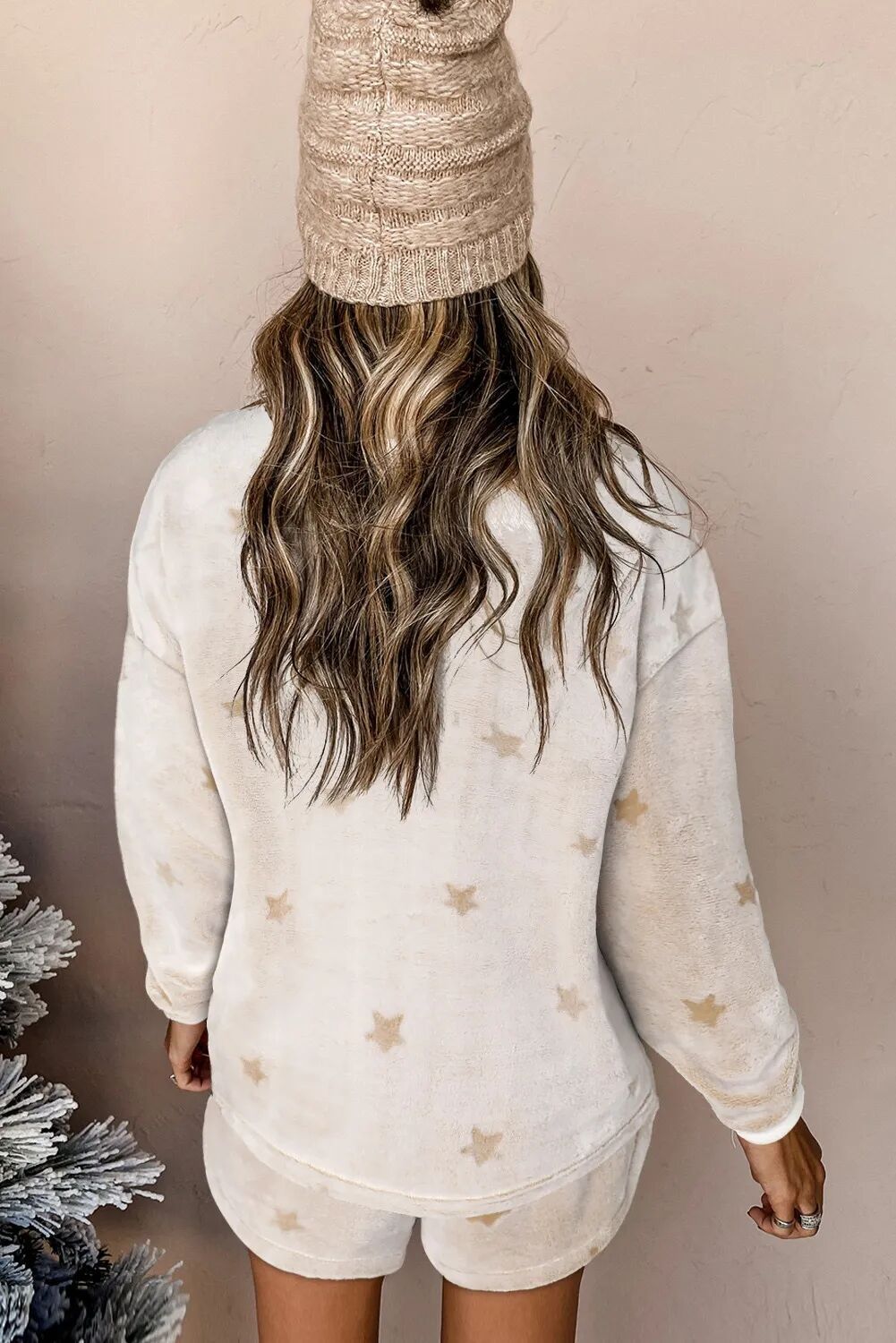 Traje casual de felpa con estrella de cinco puntas para mujer