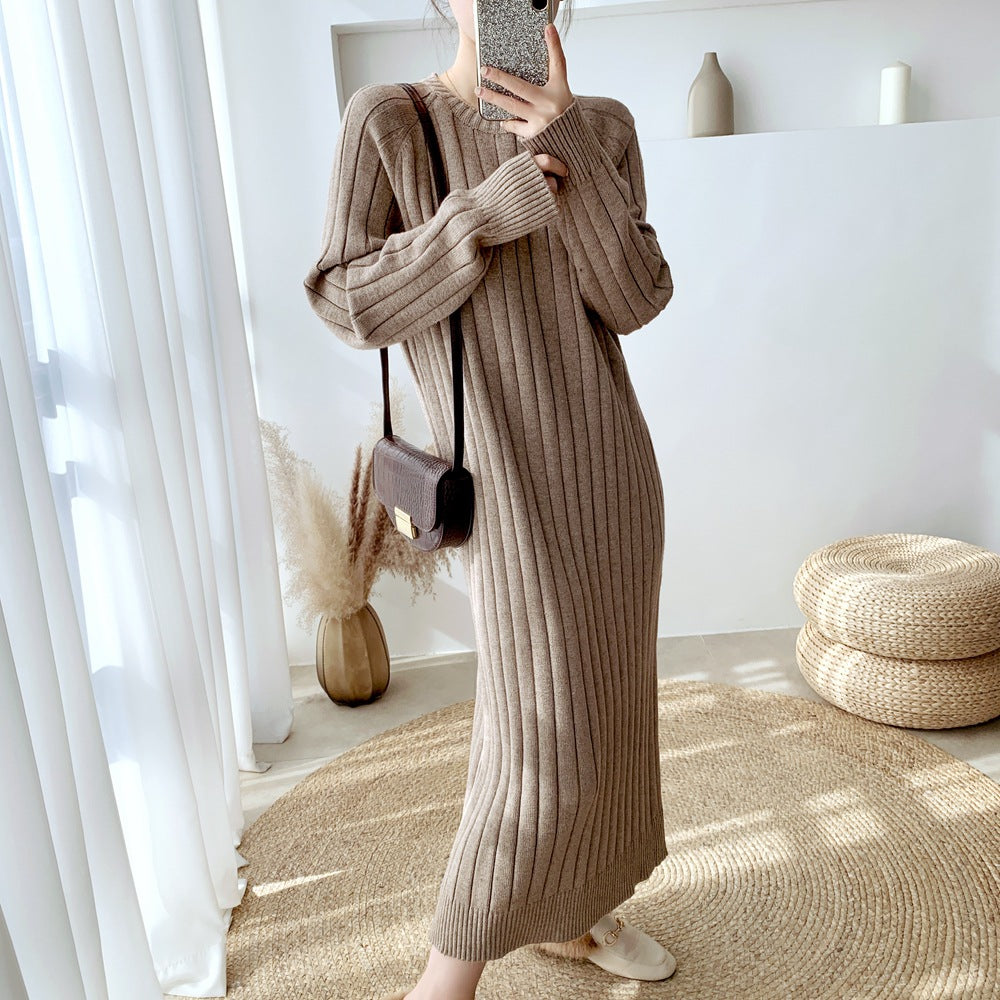 Loose Leisure Slimming Over-the-knee Knitted Dress