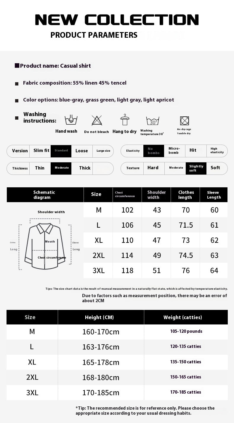 Pleated Lapel Long Linen Sleeves Retro Solid Color Casual Loose Youth Cotton Linen Shirt