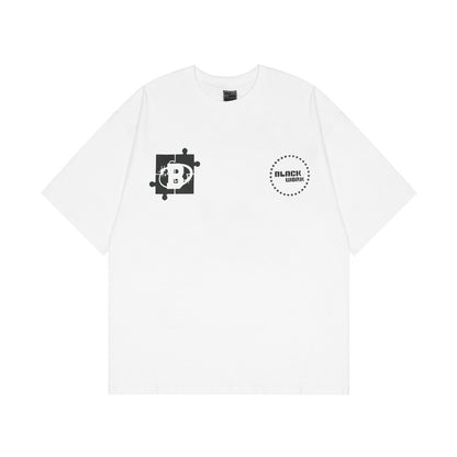 Camiseta de manga corta con estampado de rompecabezas para hombre Hip Hop de gran tamaño