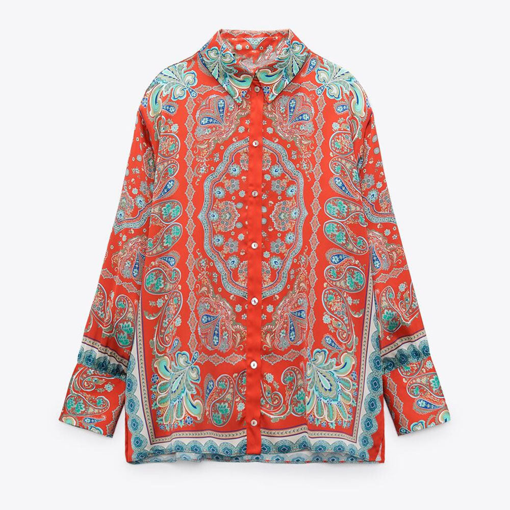 Ladies Casual Fashion Loose Printed Shirt