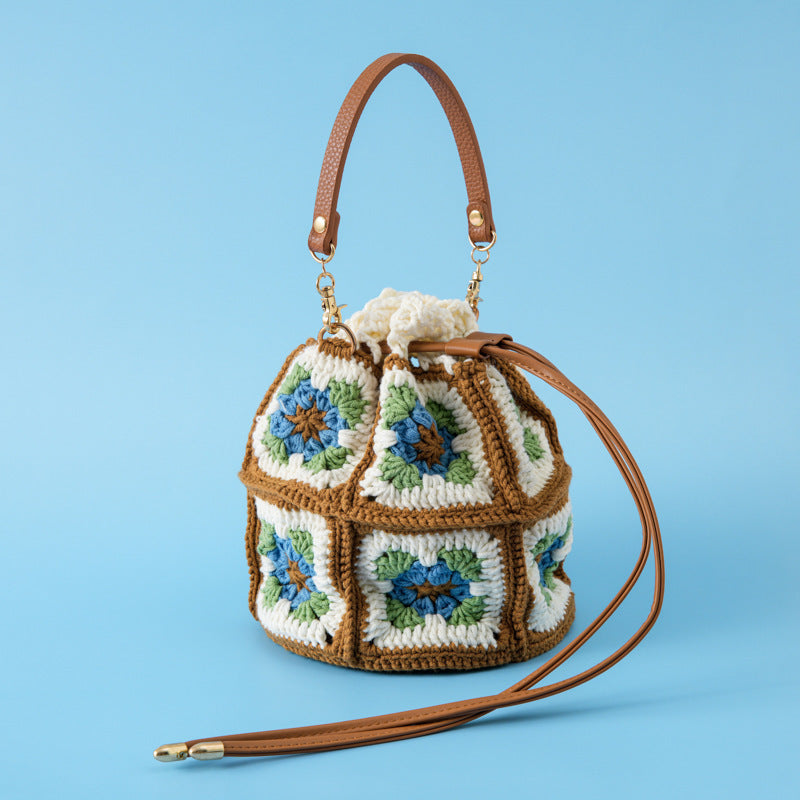 Drawstring Woven Xuefei Thread Crocheted Kaleidoscope Handbag