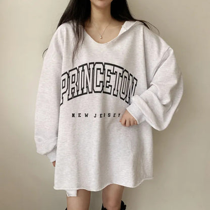 Korean Style Letter Hooded Loose Spring And Autumn Sweater