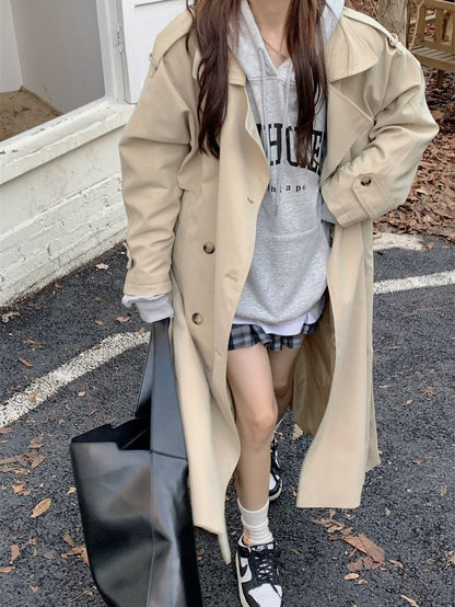 Women's Loose Casual Khaki Overcoat